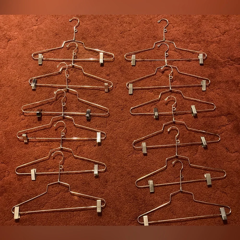 Set of 12 Metal Clip Hangers - Silver Tone